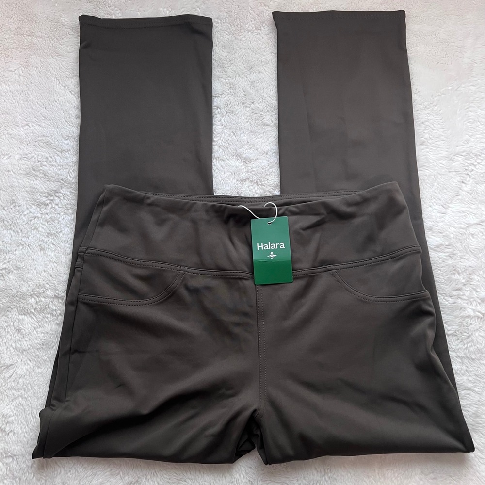 Halara Womens High Waisted Straight Leg Yoga Pants Olive Green XL‎ Regular NEW